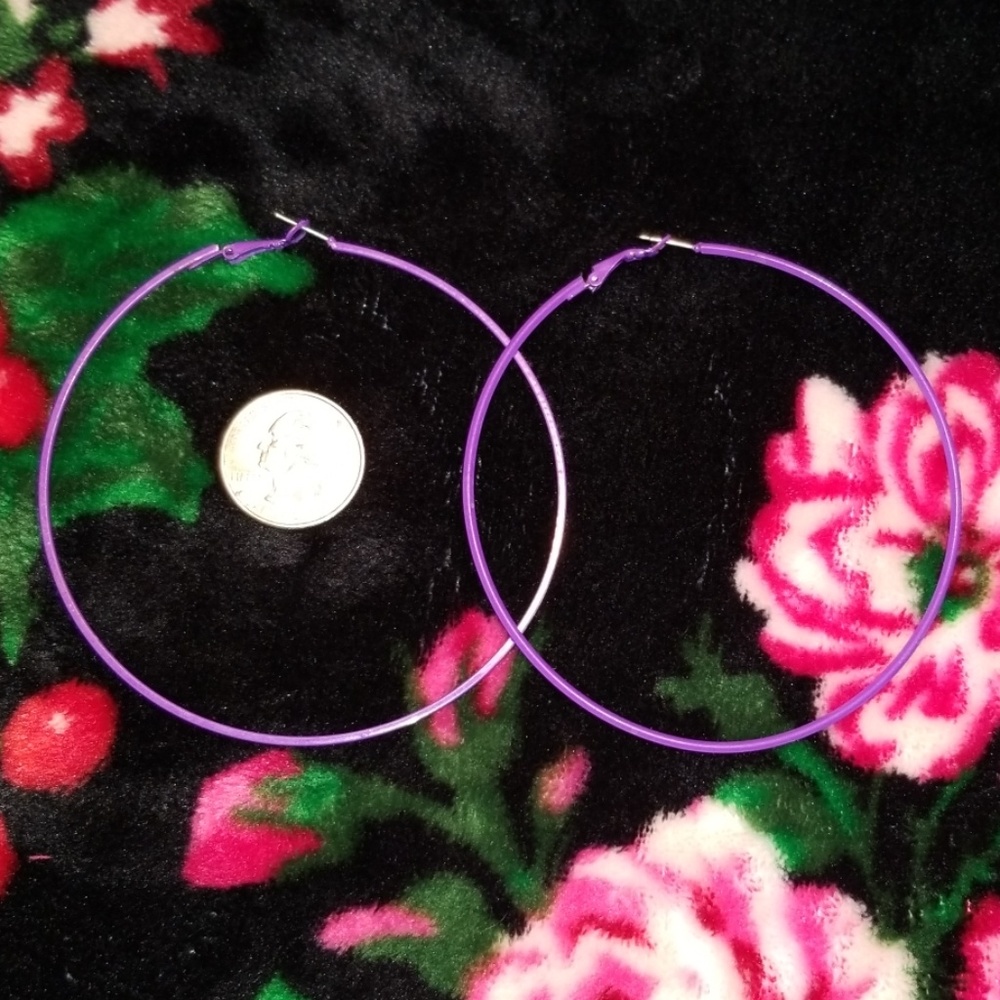 Giant Purple Hoop Earrings